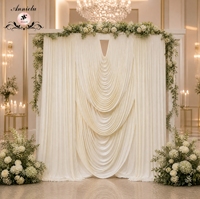 ANNIELU Rideaux de plafond personnalisés vert ivoire en spandex extensible 2 directions pour décoration de toile de fond de mariage, événement ou fête