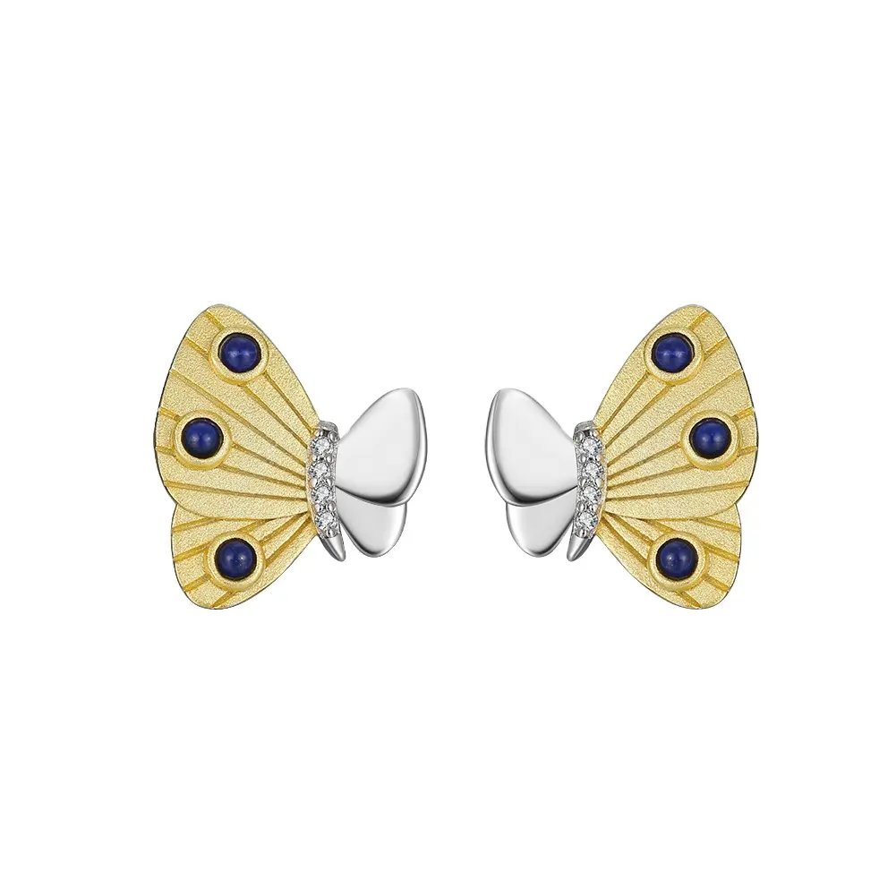 RINNTIN GME24 orecchini con pietre preziose gioielli in argento Sterling orecchini a farfalla lapislazzuli orecchini in pietra naturale donna