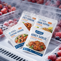 Sacs d'emballage en plastique à trois soudures latérales avec logo personnalisé Packfortune pour aliments surgelés sous vide et thermosoudables