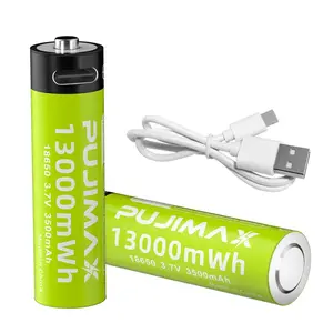 PUJIMAX便携式1pcs 3.7v锂离子电池18650电池c型充电18650锂离子充电电池usb c充电器