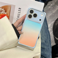 Funda de teléfono cuadrada de cristal con marco AG de moda para iPhone 17 16 15 14 Pro Max, cubierta trasera colorida con lente de cámara mate efecto arcoíris esmerilado