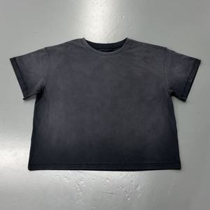 T-shirt personalizzata Kornit DTG grigio antracite con stampa grafica <span class=keywords><strong>angelo</strong></span>, maglietta strappata stile grunge, top oversize in cotone - Produzione di fabbrica - Product Image 3