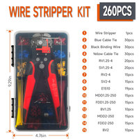 Juego de 260 Piezas de Herramientas de Red para Compresión en Frío, Cortador de Cables, Crimpadora Manual, Pelacables y Alicates