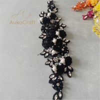 Nouvelle conception, broderie florale 3D faite à la main, strass, patch de mariage pour robe de soirée, costume, couture, motif floral perlé, applique