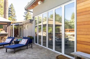 High Quality Energy Efficient Aluminum Sliding Window Blue Glass Folding Screen Soundproof Anti-theft Design Style Villa