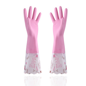 Guantes de Látex Gruesos con Logotipo Personalizado, 42 cm, Impermeables, Forrados de Felpa, para Lavar Platos y Ropa, Venta al Por Mayor - Product Image 4