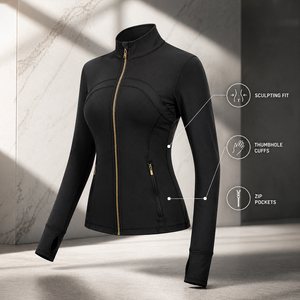 Conjunto Deportivo para Mujer, Chaqueta de Yoga con Cierre Dorado de Secado Rápido y Manga Larga, para Running y Yoga, desde Almacén en EE. UU. - Product Image 4