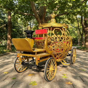 Chariot électrique sculpté doré en forme de citrouille, chariot de défilé touristique, chariot de visite sans chevaux, chariot électrique Cendrillon en forme de citrouille - Product Image 1