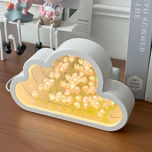 DIY <span class=keywords><strong>Tulipanes</strong></span> Lampara Flores Artificiales Luz Decoración Lámpara Decoración Dormitorio <span class=keywords><strong>Tulipanes</strong></span> Espejo Lámpara Luces de Noche - Product Image 2