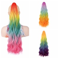 Cheveux synthétiques longs à ondulations aquatiques colorées, dégradé de couleurs, pour queue de cheval haute