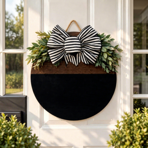 Décoration murale ronde en bois avec calligraphie arabe et nœud végétal, pour l'extérieur et l'intérieur, style ferme moderne pour entrée - Product Image 1