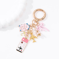 Porte-clés de voyage tendance, breloque de sac, pendentif en métal irrégulier motif dessin animé, accessoires créatifs, cadeau idéal pour anniversaire ou souvenir