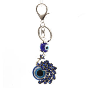 Porte-clés paon en acier inoxydable nouveau modèle avec conception d'oeil du diable en saphir bleu-Porte-clés de mode d'impression numérique - Product Image 4