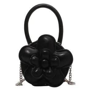 Petit sac à bandoulière en cuir pour femme, mini sac à main rond à fleurs, multicolore, à la mode, motif Floral 3D, tendance été Offre Spéciale