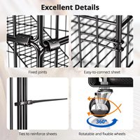 Cage à chat en métal robuste avec roues universelles, hamac, plateau amovible, emballage simple, abri pour chat d'intérieur à plusieurs niveaux