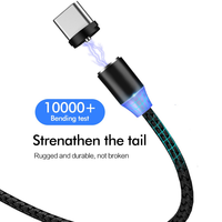 Haute qualité 1M 2M 3 en 1 LED câble de charge rapide en nylon pour iPhone pour Samsung chargeur câble USB Type C Micro câble