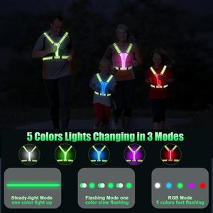 Ceinture Réfléchissante LED Haute Visibilité Réglable et Élastique avec Lumière Nocturne Rechargeable par USB pour Activités Extérieures - Product Image 3