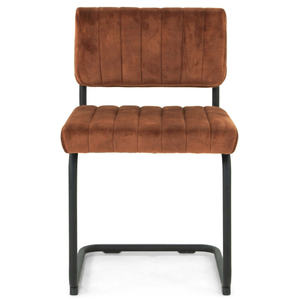 <span class=keywords><strong>Chaise</strong></span> de salle à manger en porte-à-faux en tissu <span class=keywords><strong>velours</strong></span> marron de luxe sans bras - Product Image 2