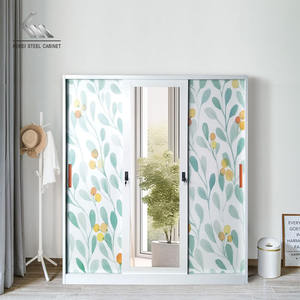 Lemari ตู้เสื้อผ้าโลหะสไตล์ pakaian almirah ที่เก็บของในห้องนอนเฟอร์นิเจอร์เหล็กพิมพ์ลาย - Product Image 3