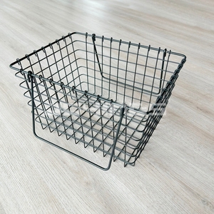 Cesta de la compra de metal de malla de alambre de acero inoxidable para supermercado cromado rectangular directo de fábrica con 2 asas - Product Image 1