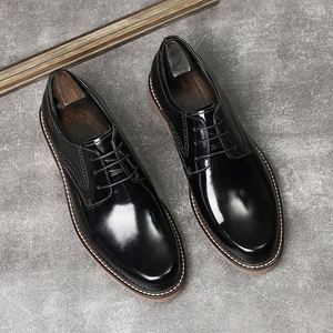 New Genuine Leather Men's Stylish Oxford Shoes Color-pressed Design Height Increasing Anti-slip Made Top-grade Cowhide. - Product Image 1