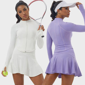 ชุดเทนนิสแขนยาว 2 ชิ้น ชุดกีฬาทรงเข้ารูปแบบยั่งยืน กระโปรงมินิพลีทสำหรับผู้หญิง - Product Image 1