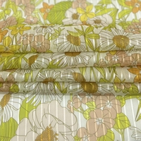 Tissu Jacquard Mousseline 100% Polyester Haute Qualité 80gsm Motif Jardin Tissé Imprimé Marguerites Romantique pour Vêtements et Rideaux Voilages