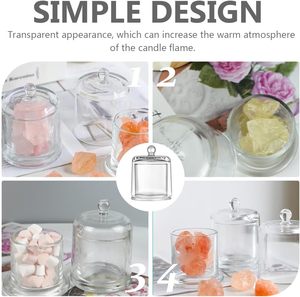 Frasco de Vidrio Transparente Simple de 220 ml para Velas Pequeñas con Tapa de Vidrio - Product Image 4