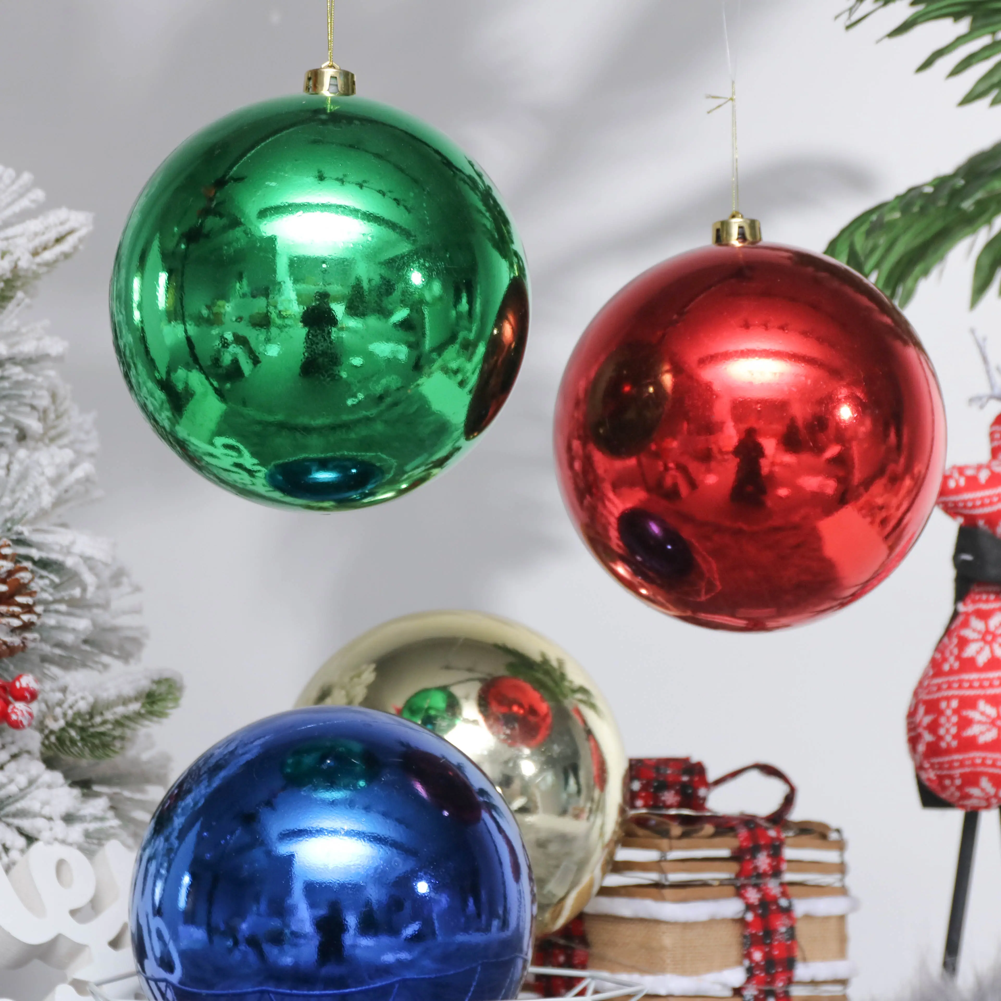 Bolas de plástico grandes para árboles, adornos navideños, esferas gigantes, adornos navideños grandes, adornos navideños, decoración de techo de boda