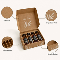 Boîte cadeau personnalisée en papier kraft recyclable avec compartiments et inserts en papier, pour mini-bouteilles de whisky, coffret de dégustation, échantillons de liqueur, avec feuille d'aluminium
