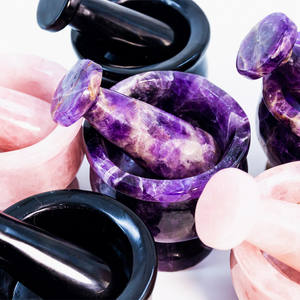 טבעי גבישי ריפוי אבנים רוז קוורץ מרגמה העלי - Product Image 4