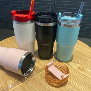 Tasse à <span class=keywords><strong>café</strong></span> et à eau isolée élégante haut de gamme avec paille, portable pour la voiture, cadeau pour femme, haute qualité - Product Image 2
