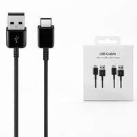 Kabel USB-A ke USB Type-C 1.5m Pengisian Cepat dan Sinkronisasi Data untuk Ponsel Hitam 2 Buah