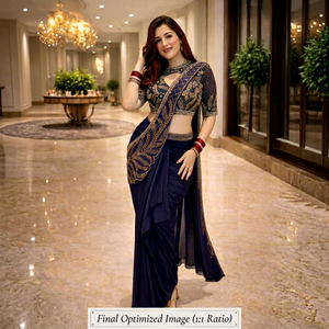 Blouse et dupatta brodés bleus, vêtements traditionnels indiens et pakistanais pour mariage et fête - Product Image 1