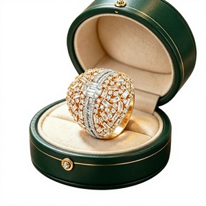Vintage Women Gorgeous Trendy Dubai High Quality <b>Copper</b> Gold Plated Fashion Ring Hot Shiny Zircon Bridal Engagement - Product Image 3