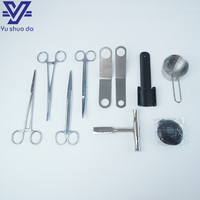 Kit de dissection autopsique de 19 pièces avec boîte de rangement en bois, outils de laboratoire post-mortem en acier inoxydable allemand pour étudiants en médecine