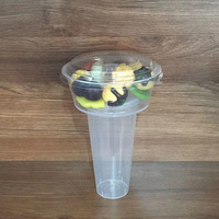 Emballage jetable en PP pour boissons à emporter, style influenceur, pour thé au lait, hotpot, smoking mala tang, gelée glacée, avec design 'Smoky Fruit Cup'