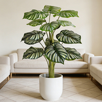 Grande plante verte artificielle décorative en pot, feuilles de Monstera, tournesol à feuilles éventailées, style nordique pour la maison et le jardin