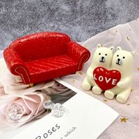 Valentinstag LOVE Herz Paar Eisbär Sofa Silikonform Kuchenform Mousseform für Kuchendekoration Schokoladenform Gipsform