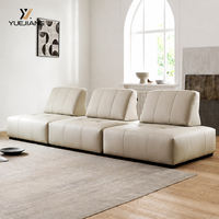 Canapé sectionnel en cuir véritable, 3 places, assise carrée double face, coussin de dossier, design moderne, écologique, OEM personnalisé