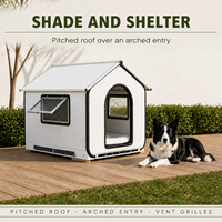 Villa de luxe pour animaux de compagnie à deux étages, spacieuse, isolée thermiquement, avec fenêtre en maille pour chiens de grande et moyenne taille.