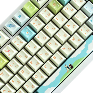 A-nime Howl's Mo-ving Ca-stle Keycaps143 teclas Cherry/EOA Profile PBT Dye Subbed Keycap para teclado mecánico MX Switch - Product Image 6