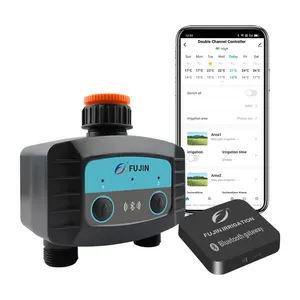 FUJIN riego WiFi Bluetooth 2 vías temporizador de agua riego de jardín válvula solenoide inteligente controlador remoto inalámbrico FJKB007C