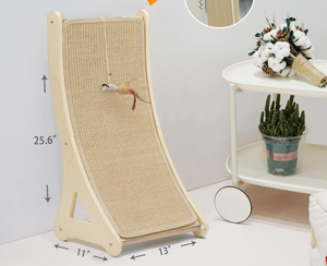 Grattoir à chat incurvé avec tapis à gratter en sisal en forme de L, protecteur de meubles d'intérieur, tapis en bois avec jouet pour souris pour chatons - Product Image 5