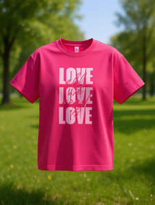 T-shirt da donna con stampa Love Letter, manica corta, girocollo, vestibilità ampia, casual, per tutte le stagioni, top in jersey di cotone 100%. - Product Image 2
