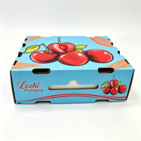 Caja de Cartón Corrugado para Cerezas con Impresión Personalizada, Caja con Base y Tapa para Frutas, Caja de Envío para Cerezas con Asa