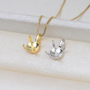 Pendentif en argent S925 à quatre griffes, vide, support de collier en H, fabrication DIY, pendentifs en perles pour femmes, breloques, accessoires semi-vides - Product Image 1