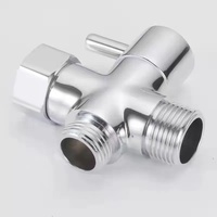 Offre Spéciale Chrome galvanoplastie 3 voies adaptateur en T pommeau de douche vanne de dérivation robinet à ouverture rapide vanne de Conversion accessoires de douche