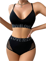 Ensemble de lingerie tricotée fantaisie et sportive, sexy, pour adultes, avec soutien-gorge sans armatures à bretelles ajustables et shorty taille basse, vente en gros