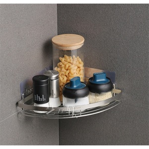 Étagère d'angle triangulaire moderne en alliage de zinc sans perçage, à ventouse, pour comptoir de salle de bain et rangement de cuisine - Product Image 4